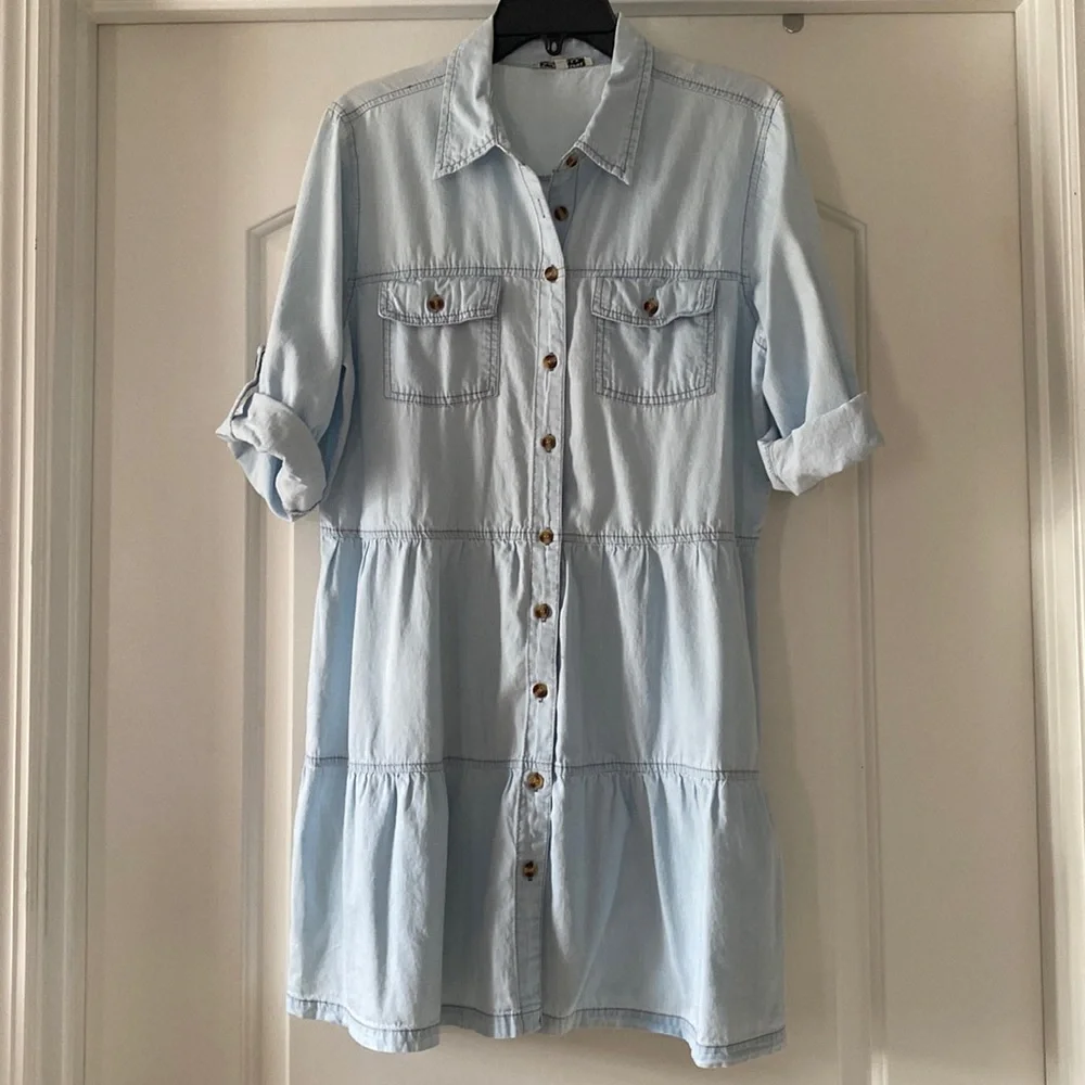Chambray Shirt Dress - Picture 1 of 7